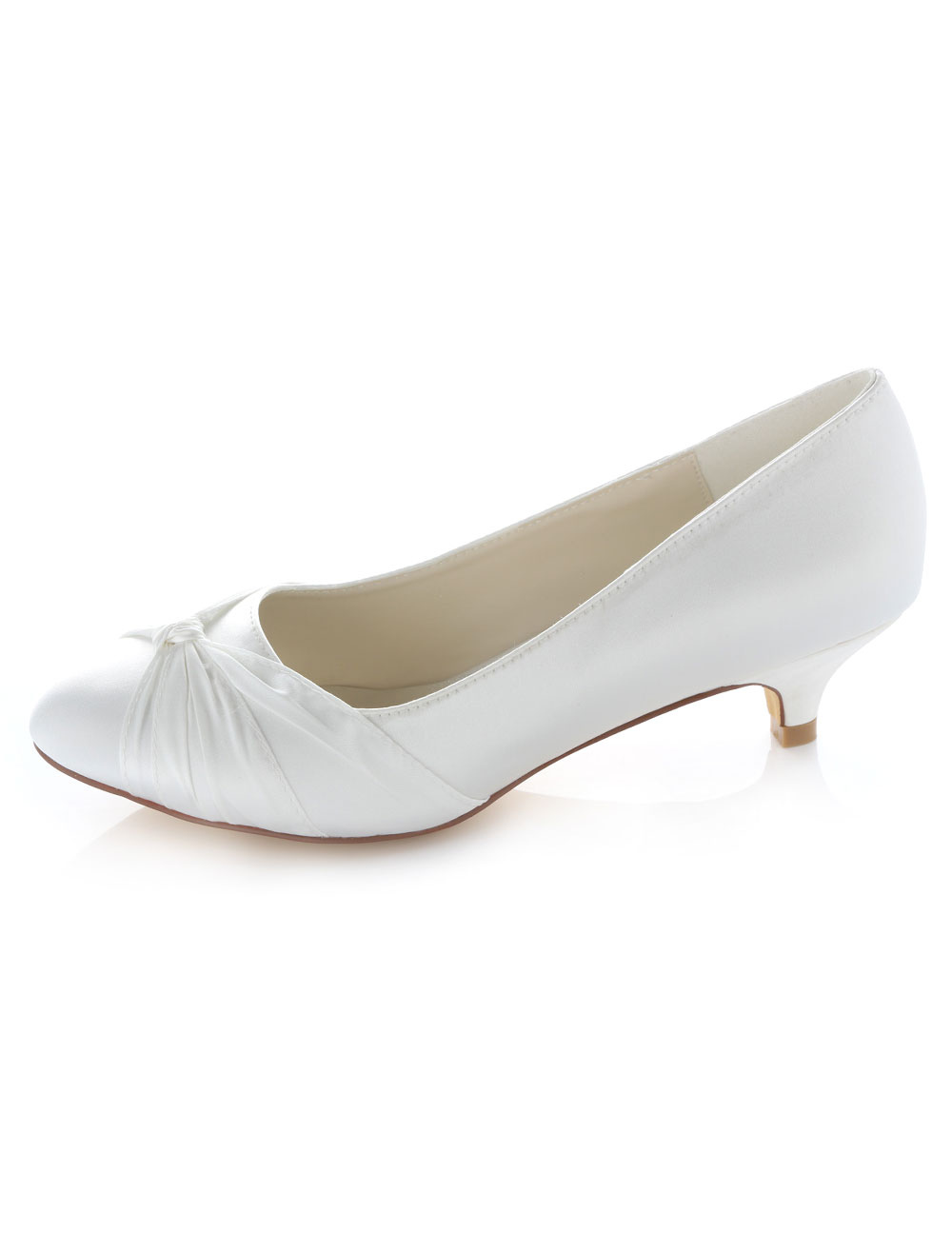 white satin pumps with bow