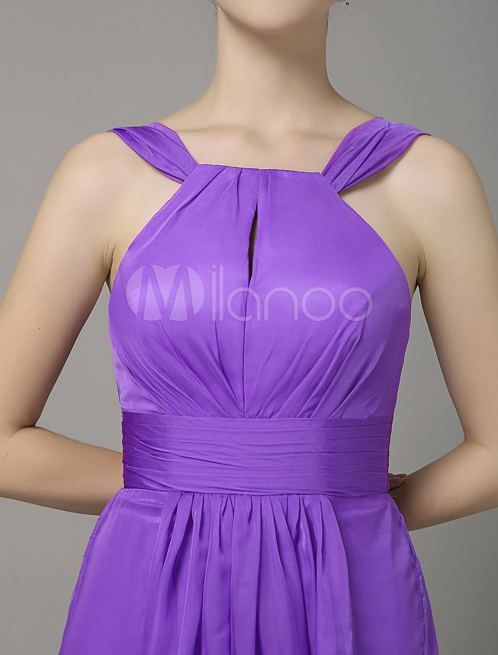 Lilac Chiffon Bridesmaid Dress Keyhole Aline Straps Wedding Party