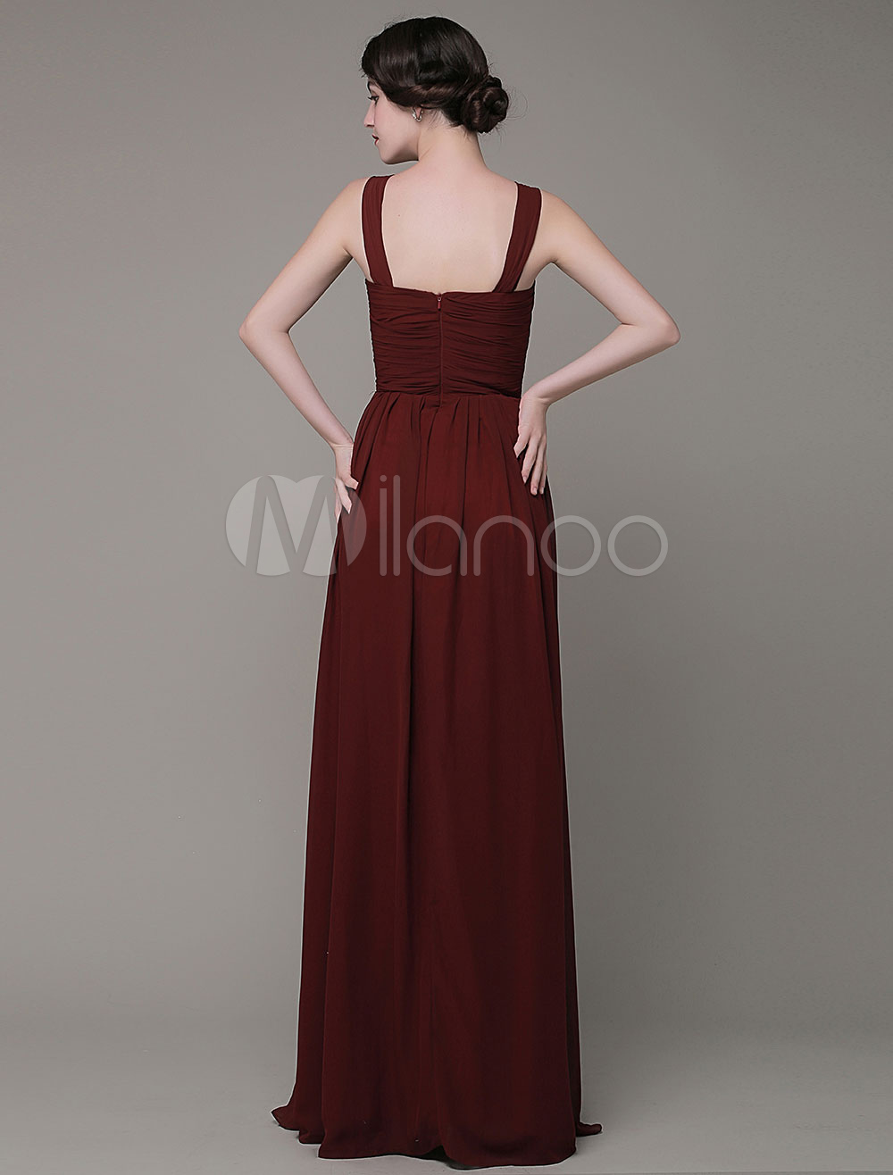 Chiffon Strapless Pleated Bridesmaid Dresses with Scarf main image 1