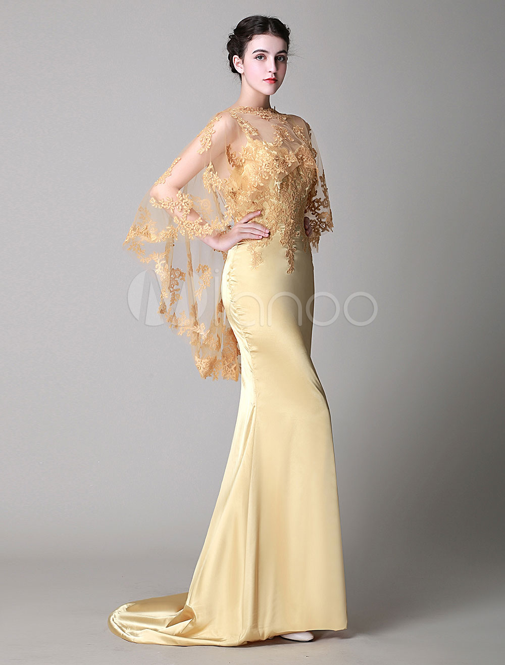 YNQNFS Robe De Soirée Sirène En Dentelle – Perles Et Paillettes – Dos à Lacets – Pour Bal, Mariage, Soirée