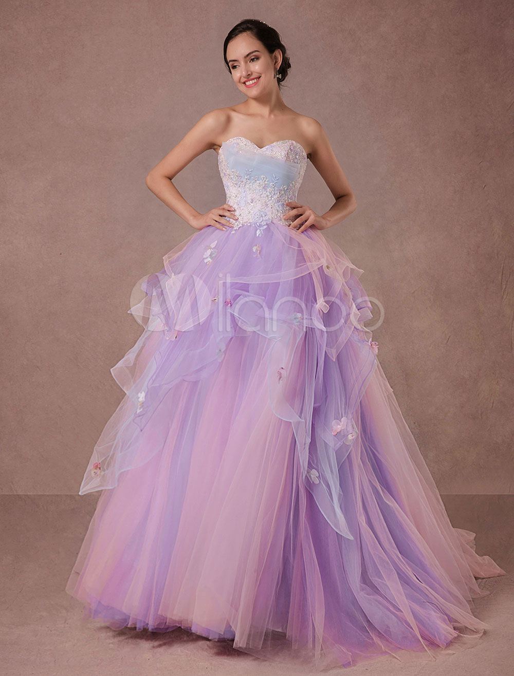 Ulle Pagent Dress Lace Beading Quinceanera Dress Chapel Train A-line ...