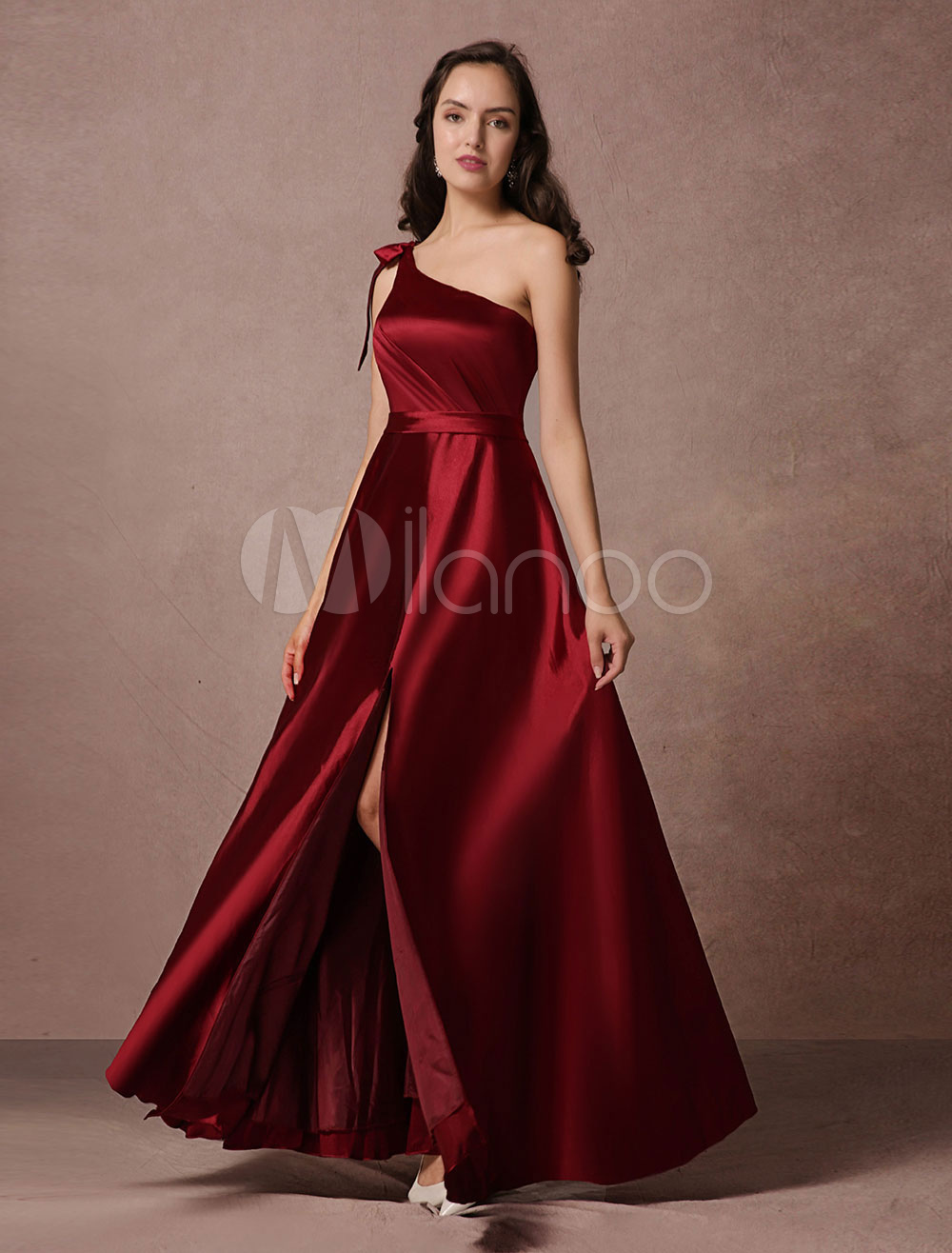 one shoulder a line gown