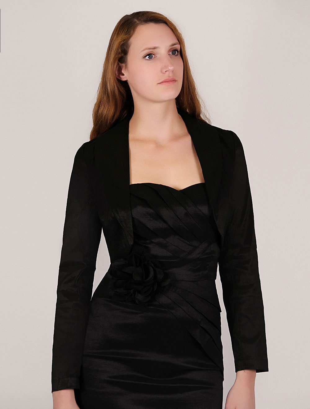 Black Shrug Jacket Women's Long Sleeves Blazer Party Mini Jacket