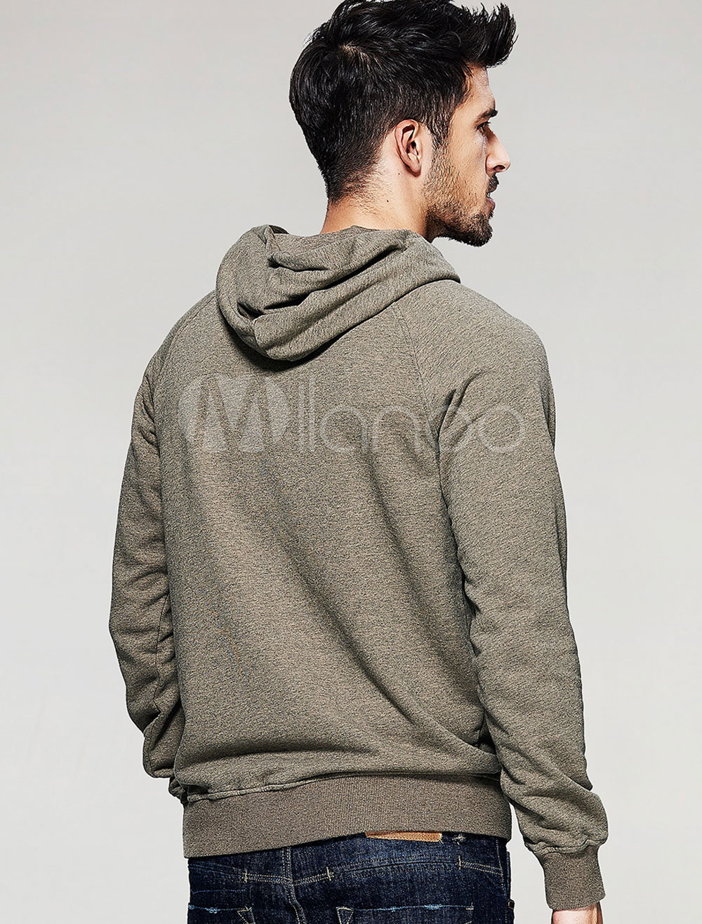 Men's Cotton Hoodie Letters Printed Long Sleeve Hooded Sweatshirt