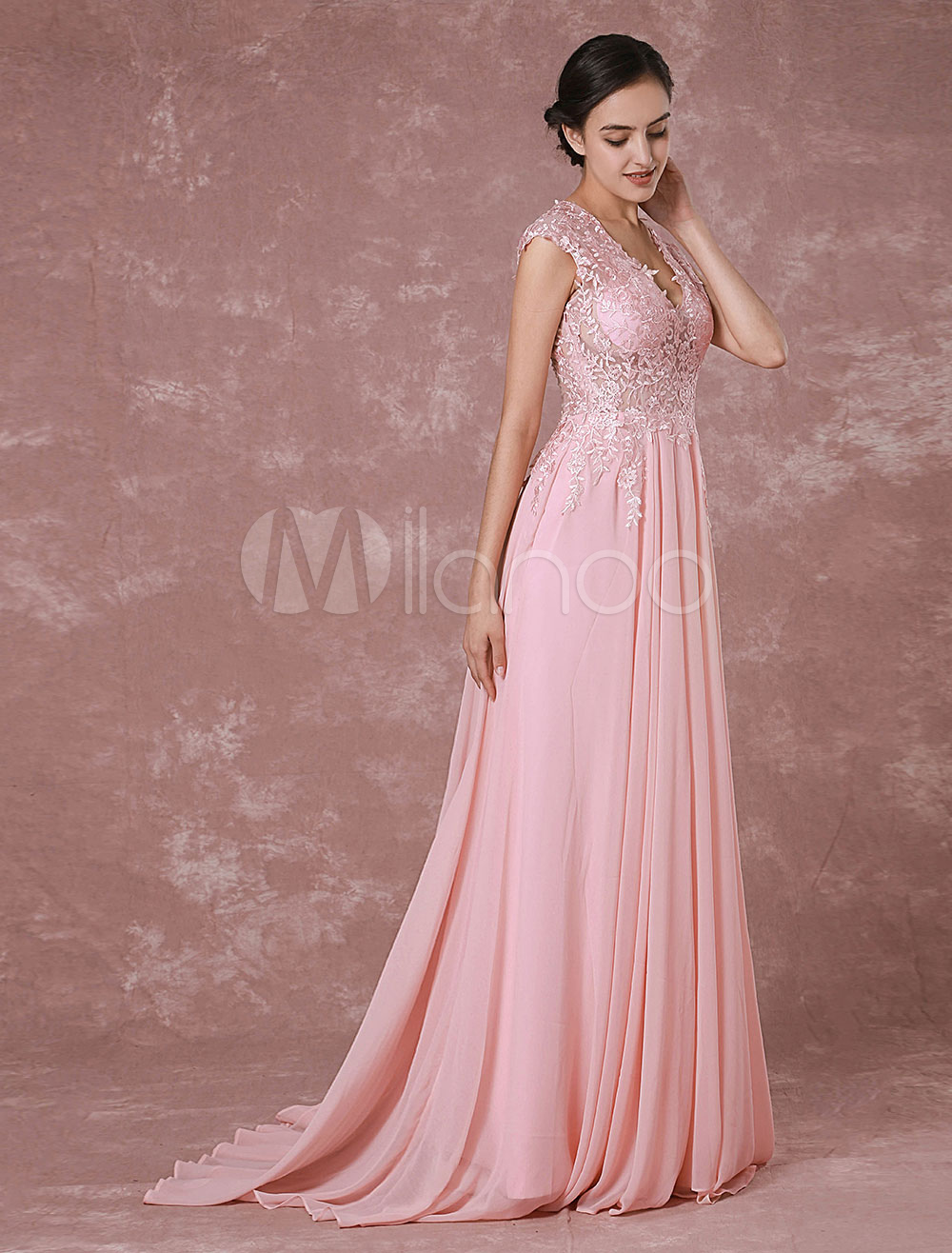 pink long gown design