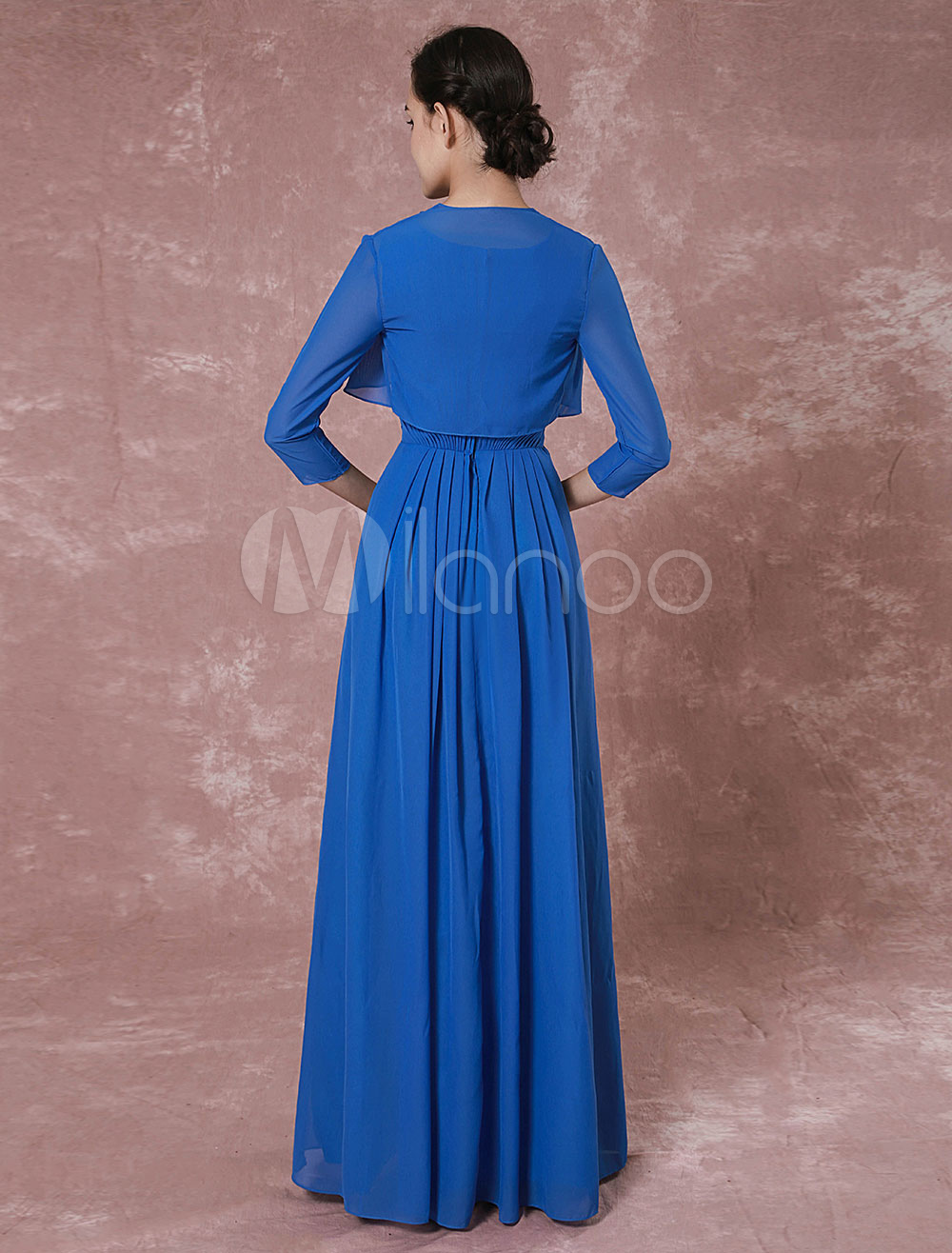blue gown with shrug