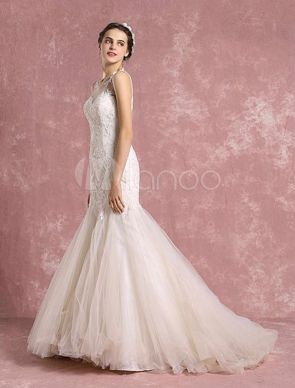 Summer Wedding Dresses 2021 Mermaid Lace Ivory Bridal Gown Sweetheart