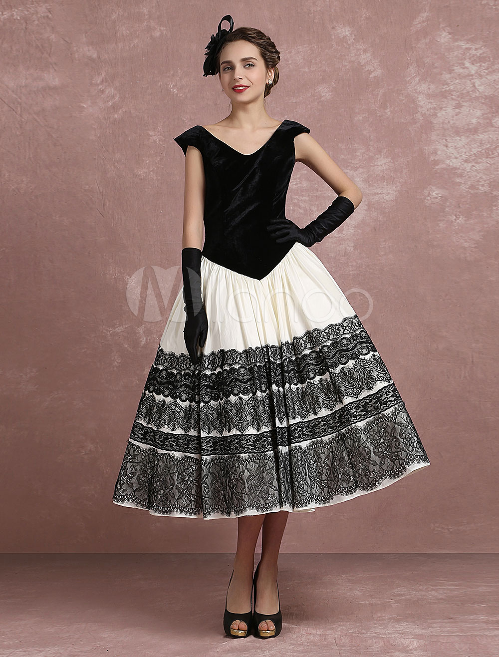 vintage style tea length dress