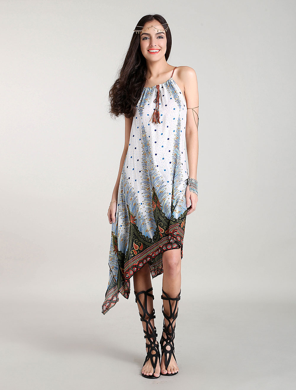 Robe en soie bleu