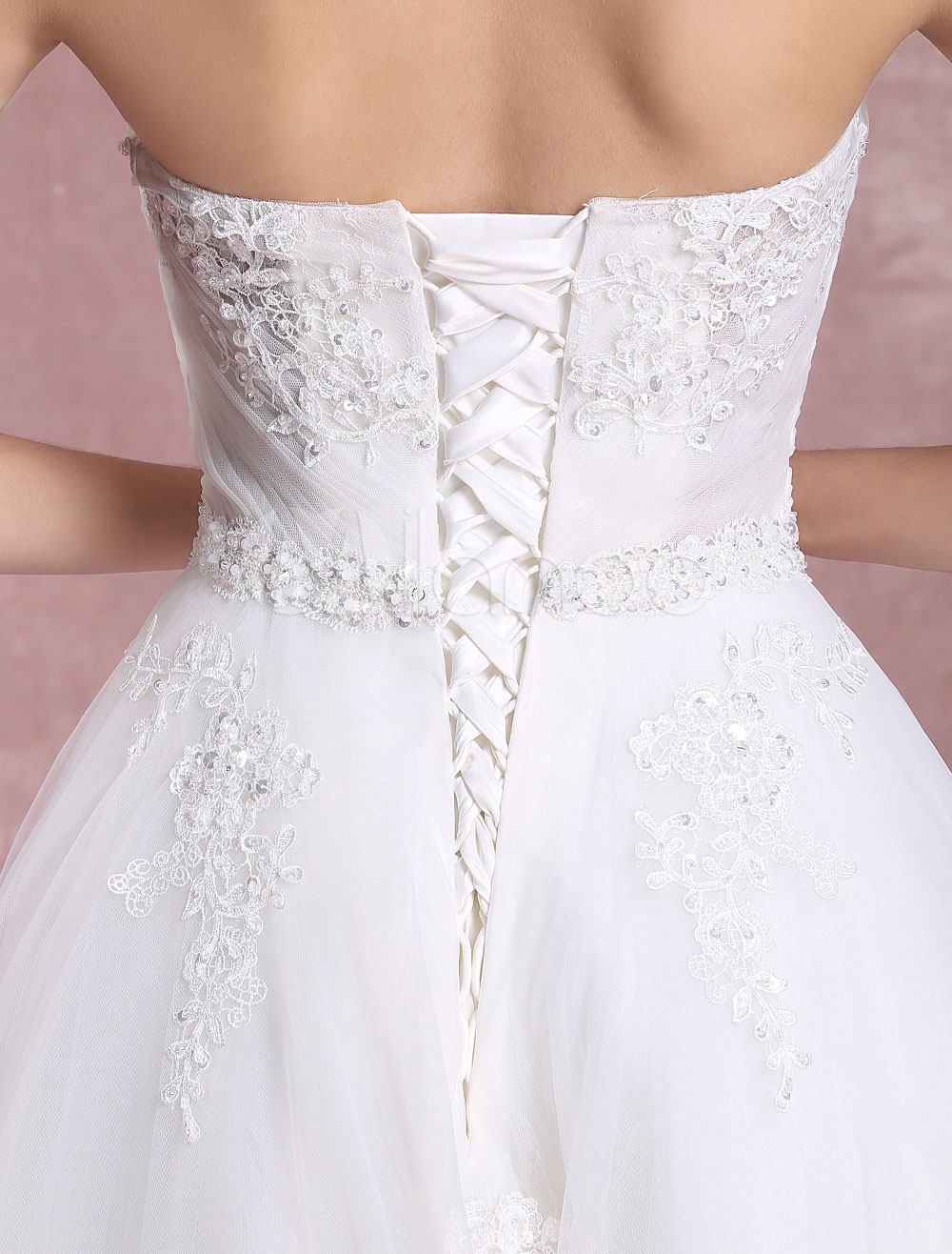 Ivory Wedding Dress Sweetheart Backless Tulle Bridal Dress Strapless ...