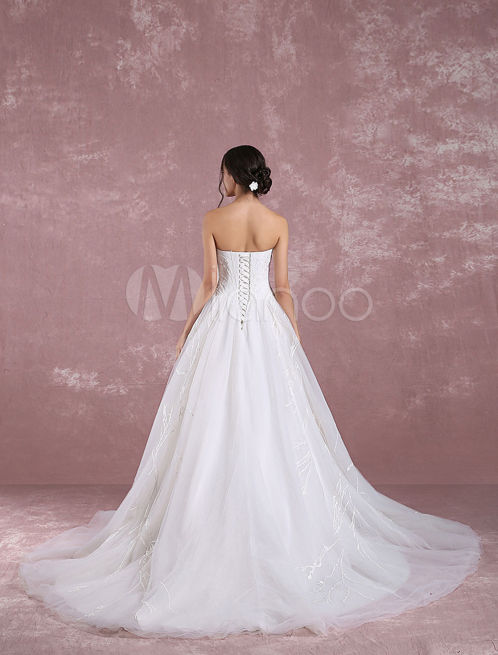 ivory color wedding gown