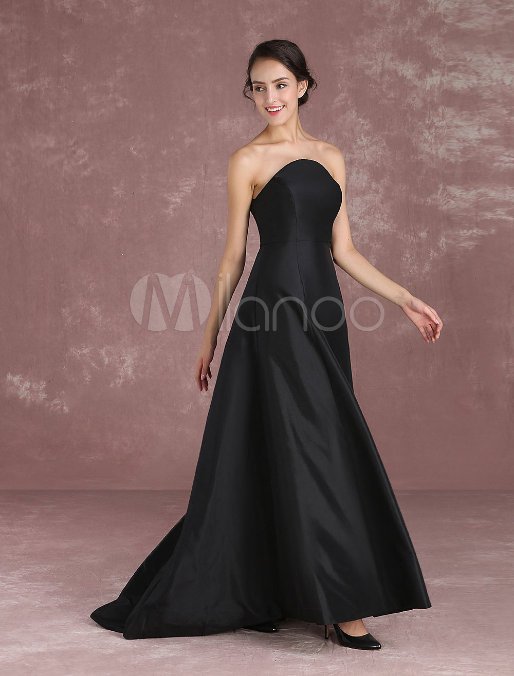 Black Celebrity Dress Taffeta Strapless Sleeveless Prom Dress Oscar Red ...