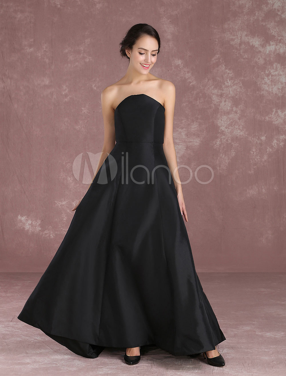 Black Celebrity Dress Taffeta Strapless Sleeveless Prom Dress Oscar Red