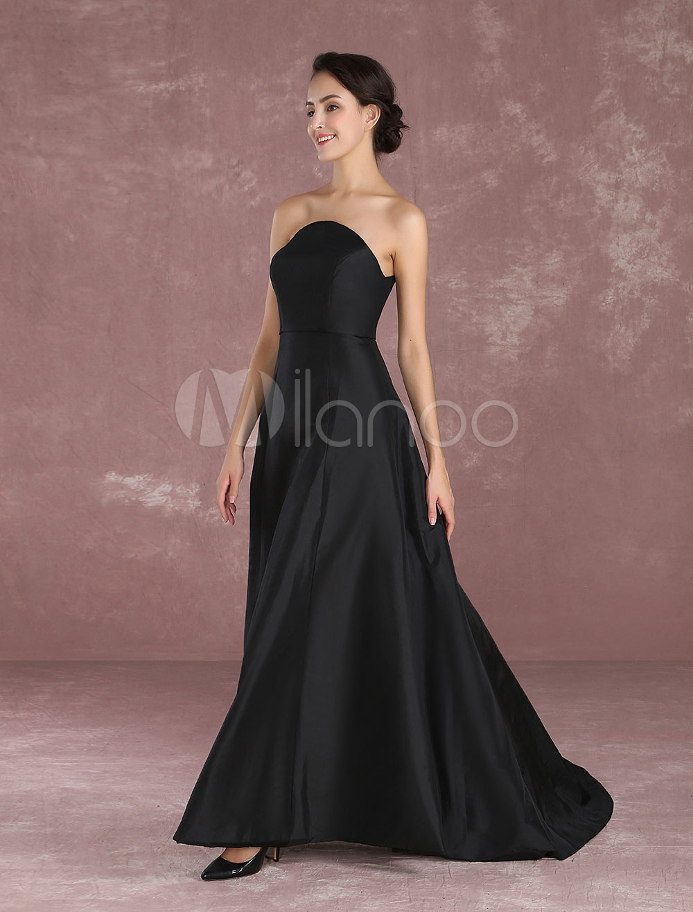Black Celebrity Dress Taffeta Strapless Sleeveless Prom Dress Oscar Red