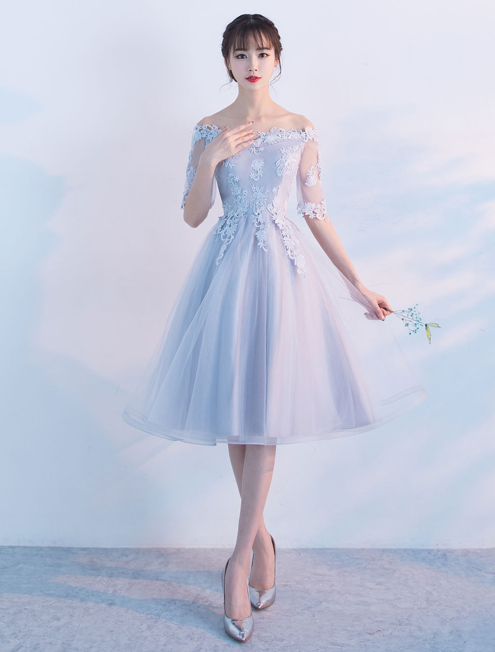 light grey cocktail dress