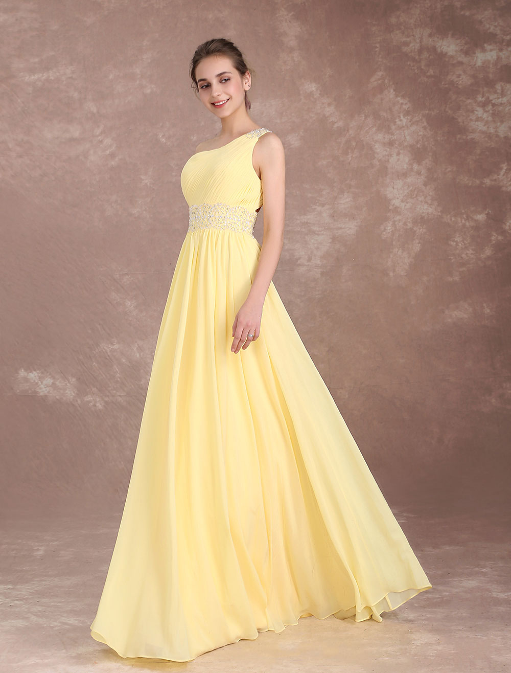 Off the Shoulder Long Chiffon Dresses Daffodil main image 0