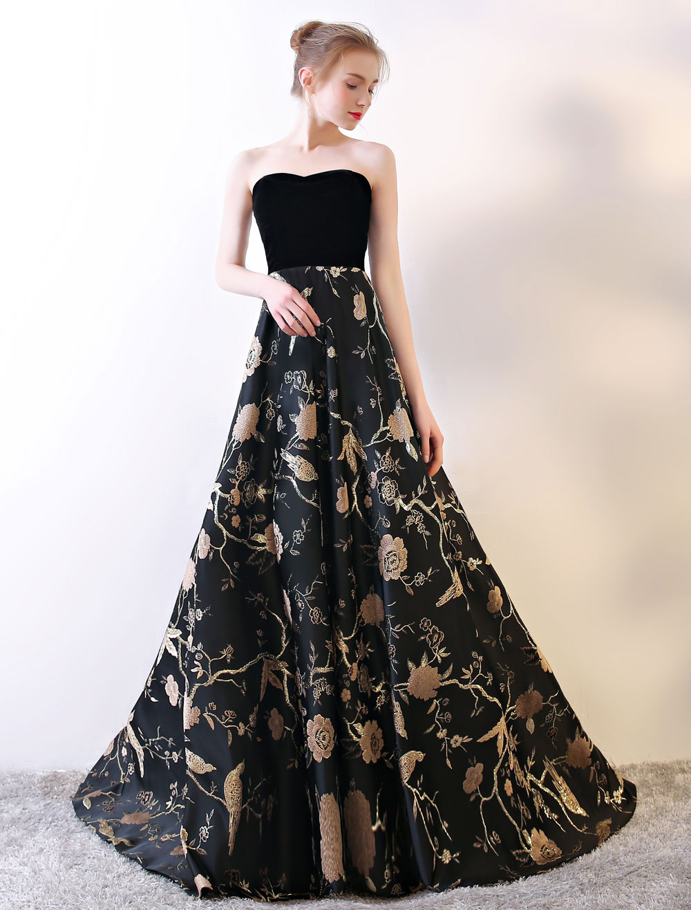 high neck bridesmaid dress High-Waisted Chiffon with Square Neckline Size:small color_Red Red and Black Lace