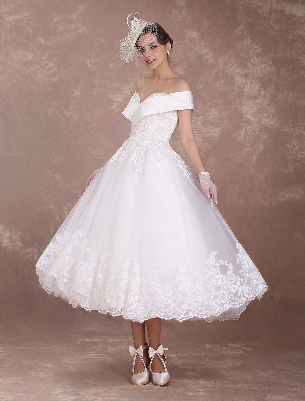 vintage 1950's tea length wedding dresses