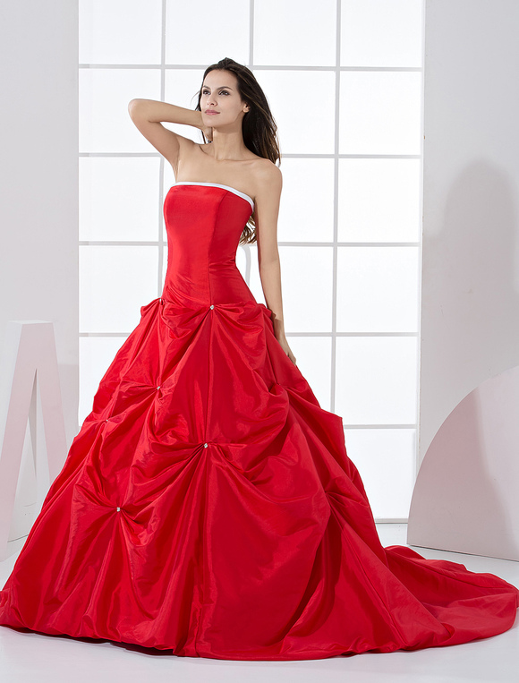 Red Ball Gown Strapless Quinceanera Dress - Milanoo.com