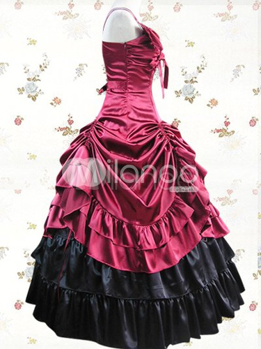 Classic Lolita Rococo Victorian Red Long Gown Wedding Dress - Milanoo.com