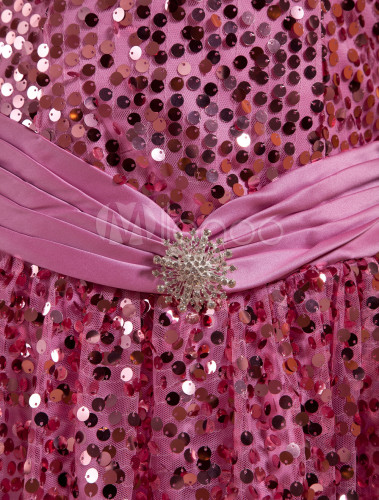 Sweet Pink Tulle Strapless Floor Length Princess Prom Dress - Milanoo.com