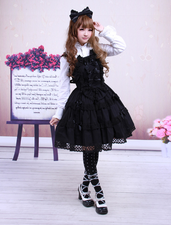 Cotton Black Sleeveless Gothic Lolita Dress - Milanoo.com