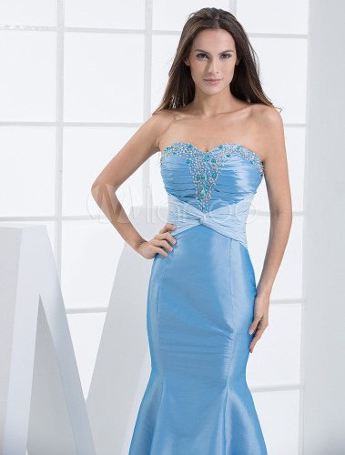 Light Sky Blue Floor-Length Mermaid Bridesmaid Dress with Charming ...