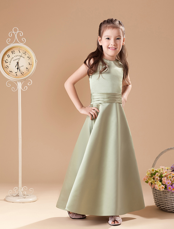 Sleeveless Satin Flower Girl Dress