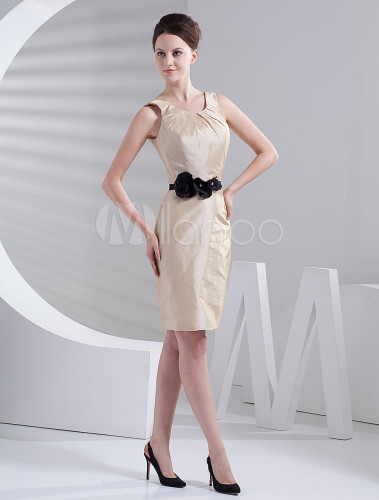 Elegant Ivory Taffeta Knee Length Bridesmaid Dress - Milanoo.com
