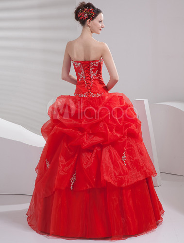 red sweetheart ball gown