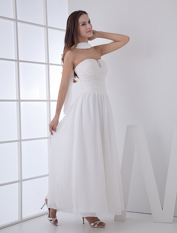 Ivory Sweetheart Chiffon Wedding Dress Milanoo Com