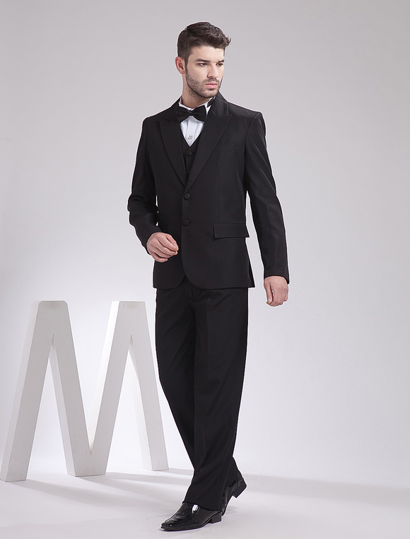 Black Serge Groom Wedding Tuxedo - Milanoo.com