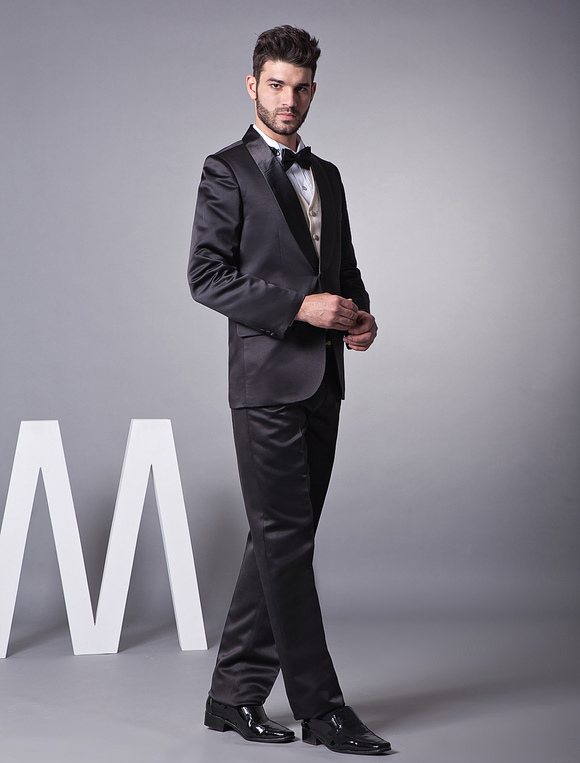 Black Single Breasted Button Groom Wedding Tuxedo - Milanoo.com