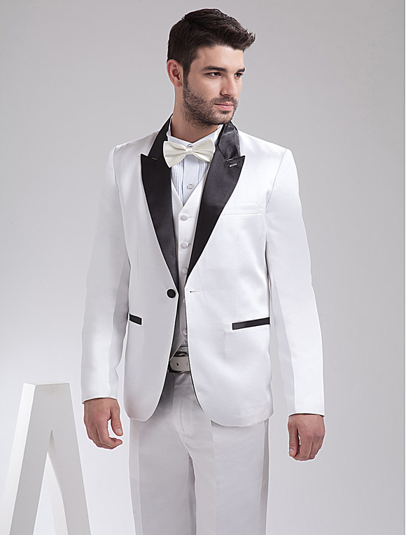 Cool White Satin Groom Wedding Tuxedo - Milanoo.com