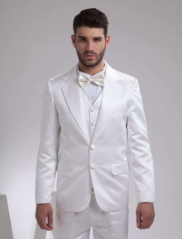 Nice White Lapel Single Breasted Button Worsted Groom Wedding Tuxedo ...
