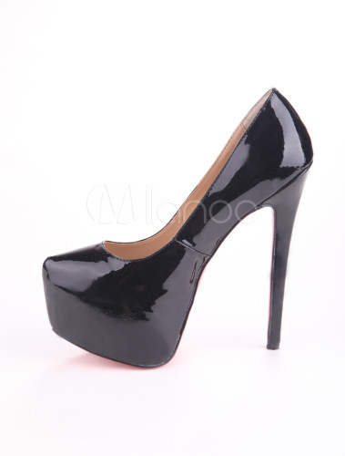 Elegant Black Patent Leather Women's High Heel Pumps - Milanoo.com