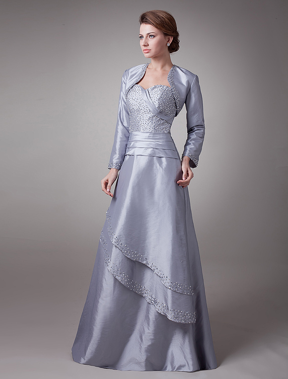 Noble Silver Taffeta Sweetheart A-Line Mother of The Bride Dress ...