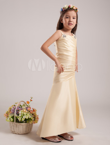 Tafeta Junior Bridesmaid Dresses in Champagne