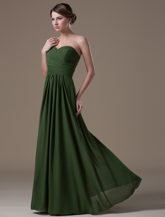 A line Green  Chiffon Maternity  Bridesmaid  Dress  with 