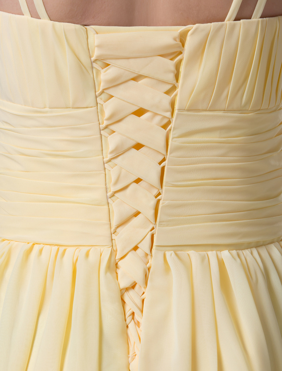 Mariage Robes de soirée pour mariage | Robe demoiselle honneur maternité élégante jaune en chiffon col V - AB32329