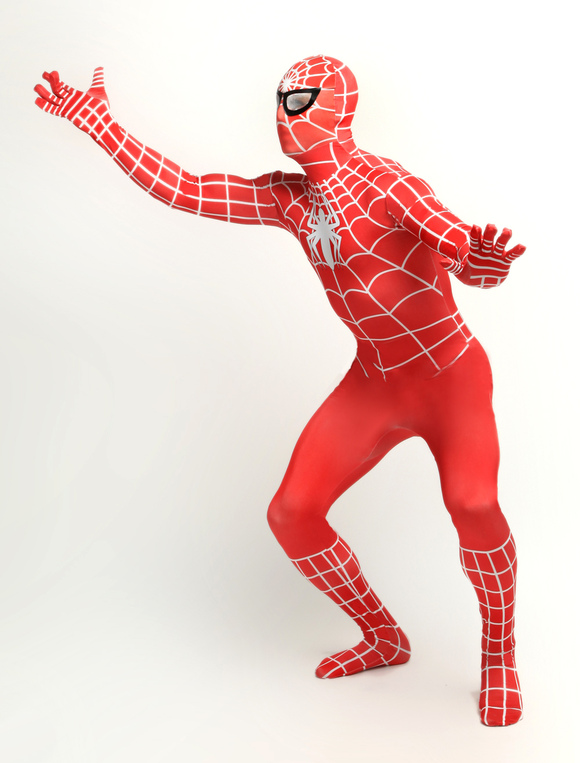 Halloween Red Lycra Spandex Unisex Spiderman Costume Suit Outfit