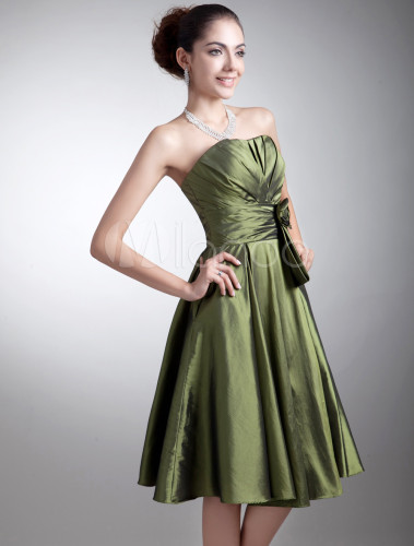 Strapless Taffeta  Dark Green  Grace Bridesmaid  Dress  