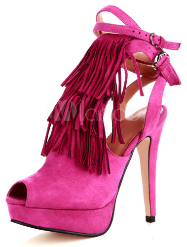 pink suede strappy heels