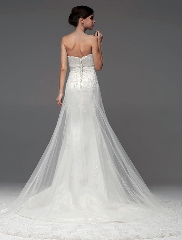 Elegant Strapless Beading Mermaid Wedding Dress For Bride - Milanoo.com