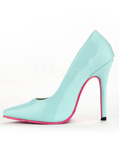 green patent leather heels
