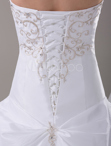 Taffeta Beaded Pick-Up Wedding Dress - Milanoo.com