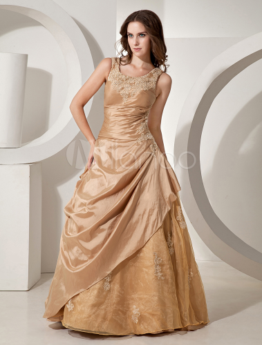 Gold Ball Gown Jewel Neck Quinceanera Dress - Milanoo.com