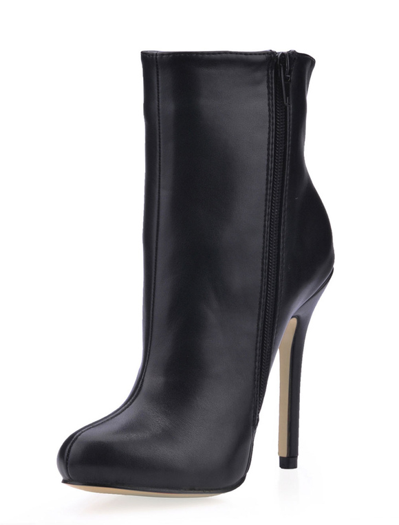 Women Ankle Boots Black Pointed Toe Zip Up High Heel Booties - Milanoo.com
