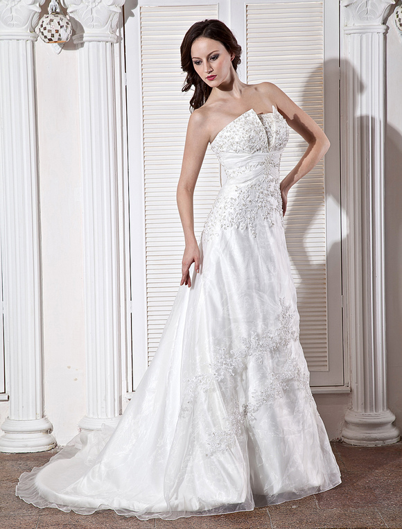 white a line wedding gowns