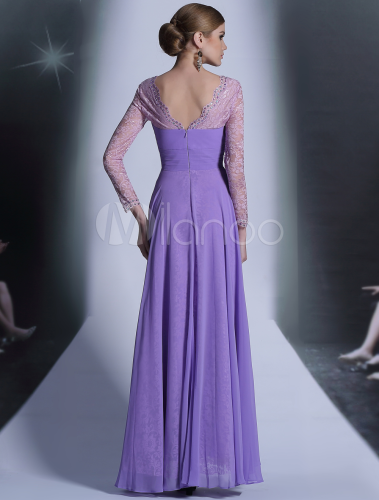 long sleeve lilac gown